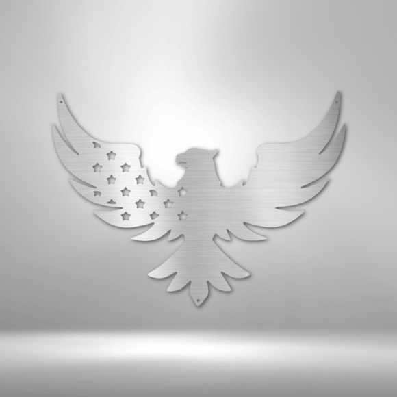 Patriotic Eagle Steel Sign Laser Cut Powder Coated Home & Office Metal Wall Deco